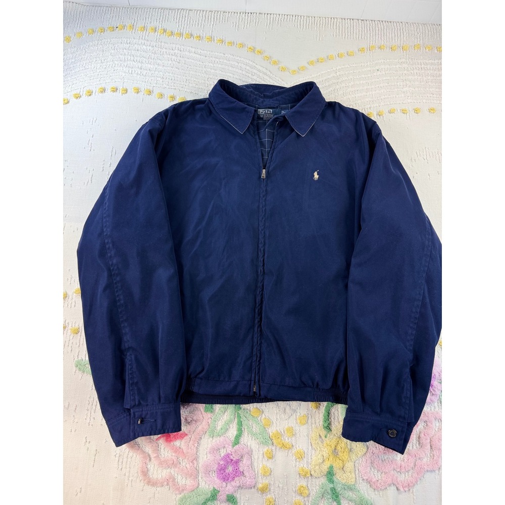Vintage 90s Polo Ralph Lauren Harrington Jacket XXL Blue Y2K‎ Windbreaker Navy
